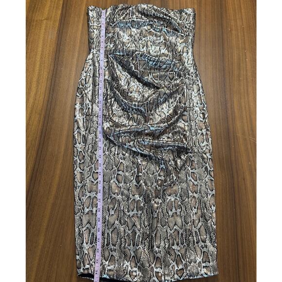 Revolve Nookie Blind Date Midi Dress in Bronze, Strapless Ruched, Size Large - Picture 8 of 12